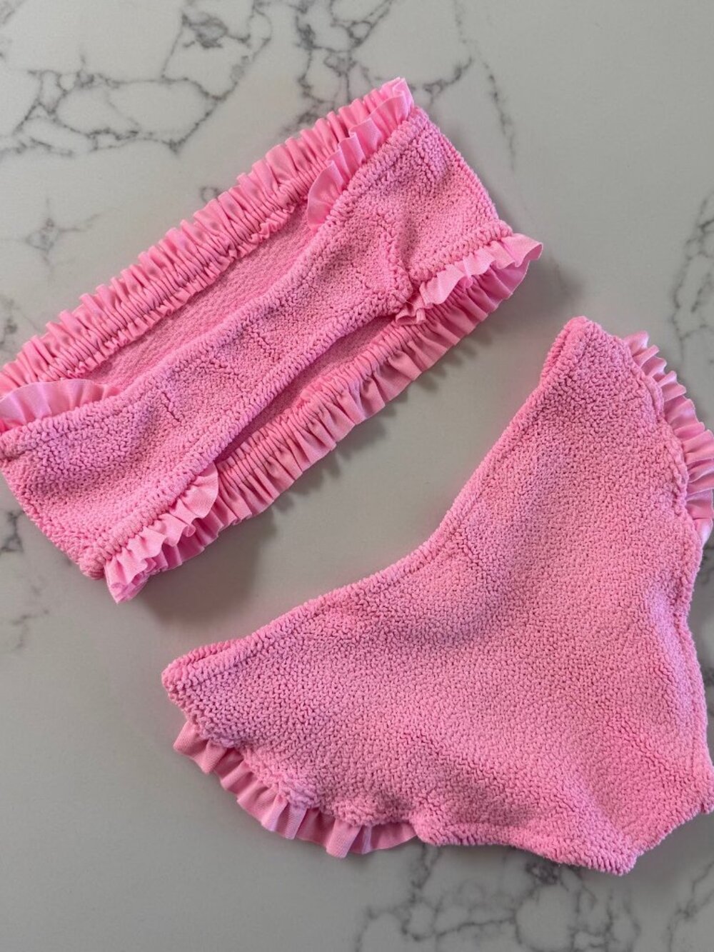 Hunza G Tracey Frill Bikini SET - Bubblegum Pink - One Size - Picture 2 of 2